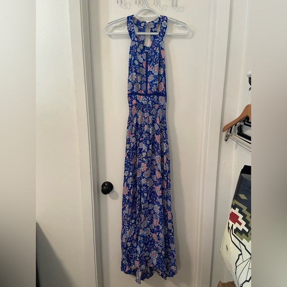 Anthropologie Abel the Label size L blue floral rumi dress GUC maxi length - Picture 7 of 10